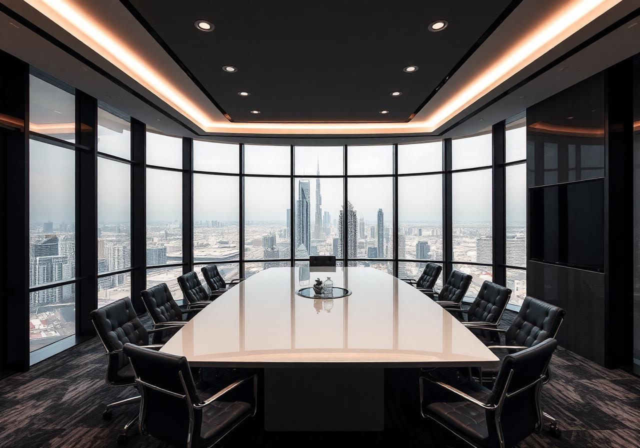 Boardroom overlooking Dubai